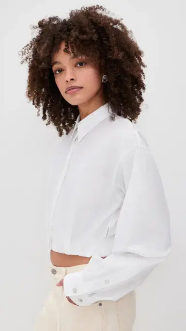 Helmut Lang Cropped Gathered Shirt White | Thumbnail 4