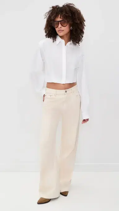 Helmut Lang Cropped Gathered Shirt White | Thumbnail 5