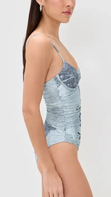 SIMKHAI Laine Ruched One Piece Sky Floral | Thumbnail 4 SIMKHAI Laine Ruched One Piece Sky Floral | Thumbnail 4