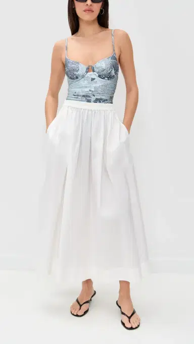 SIMKHAI Laine Ruched One Piece Sky Floral | Thumbnail 5 SIMKHAI Laine Ruched One Piece Sky Floral | Thumbnail 5