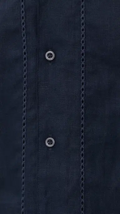 Vince Linen Eyelet tripe Short Sleeve Cabana Shirt Coastal | Thumbnail 6