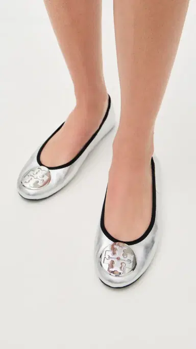 Tory Burch Reva Travel Ballet Flats Silver 5 | Thumbnail 2