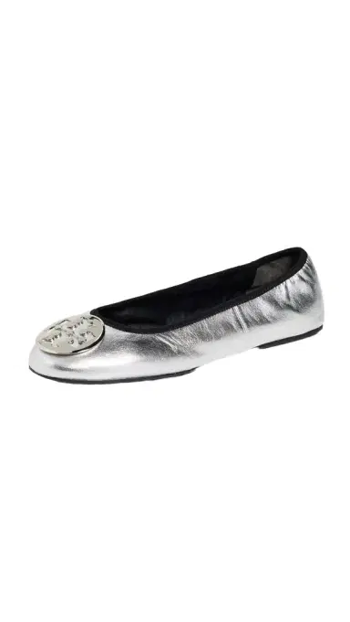 Tory Burch Reva Travel Ballet Flats Silver 5 | Thumbnail 1