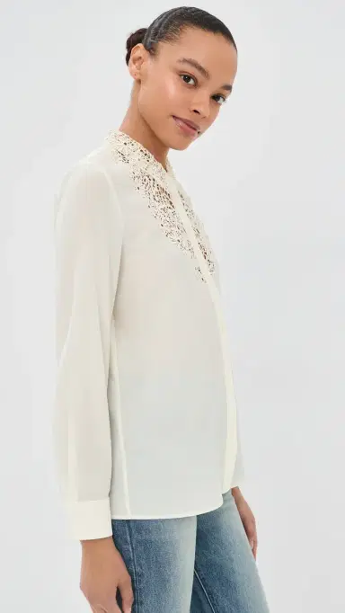 Nili Lotan Zola Lace ilk Shirt | Thumbnail 4 Nili Lotan Zola Lace ilk Shirt | Thumbnail 4