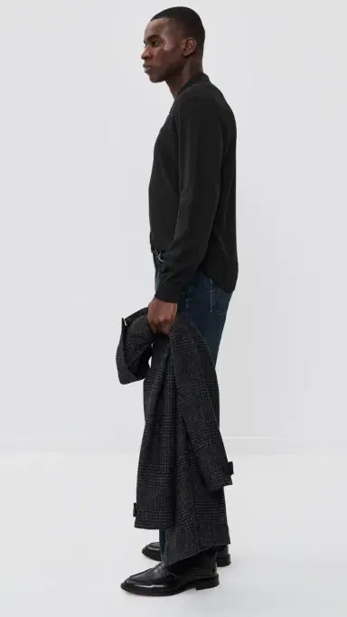 Madewell Cotton Long Sleeve Polo Jet Black | Thumbnail 4