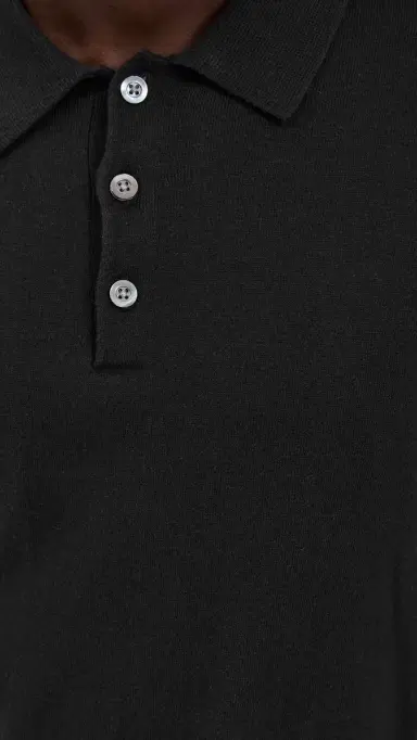 Madewell Cotton Long Sleeve Polo Jet Black | Thumbnail 6