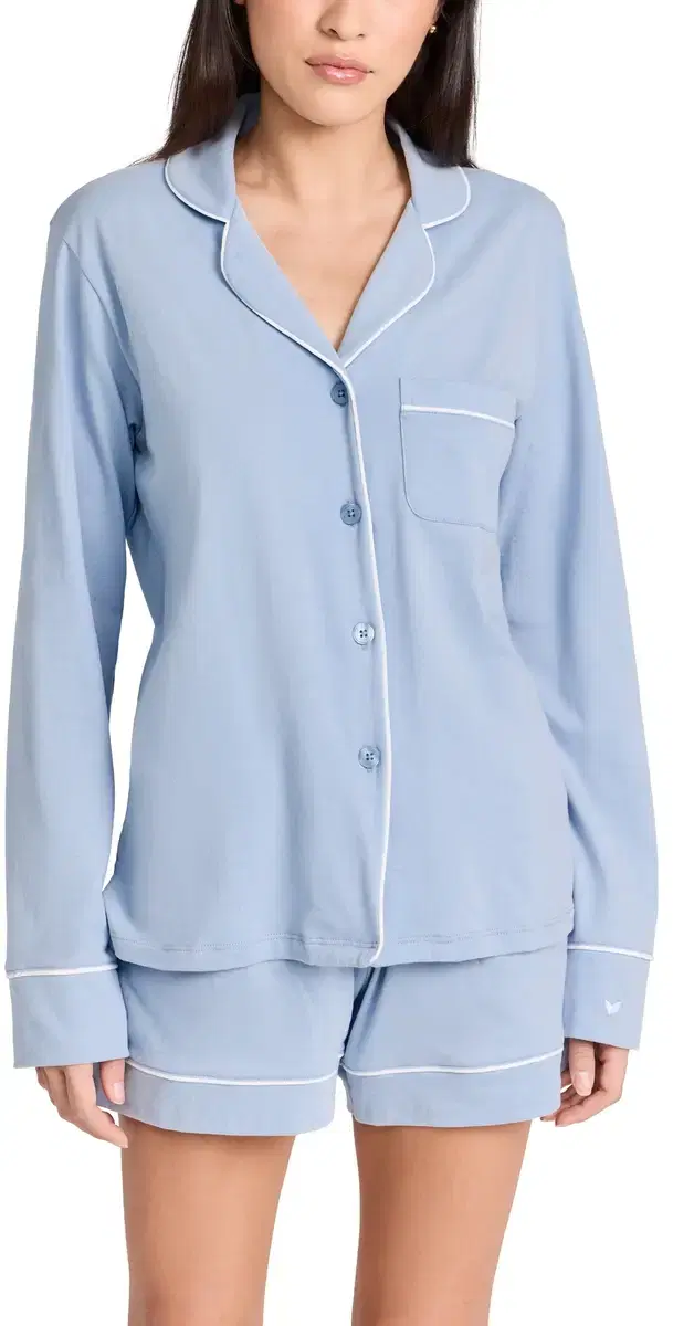 Petite Plume Pima Cotton Long leeve Pajama et Periwinkle