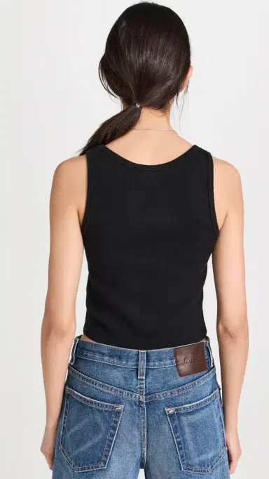 perfectwhitetee Blondie Structured Rib Bra Friendly Tank True Black | Thumbnail 3