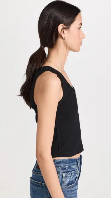 perfectwhitetee Blondie Structured Rib Bra Friendly Tank True Black | Thumbnail 4