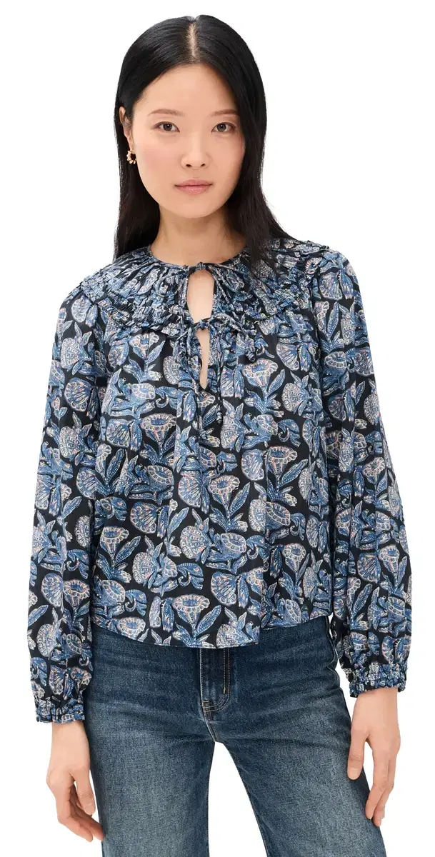 Florelle Long Sleeve Cotton Blouse Zinnia