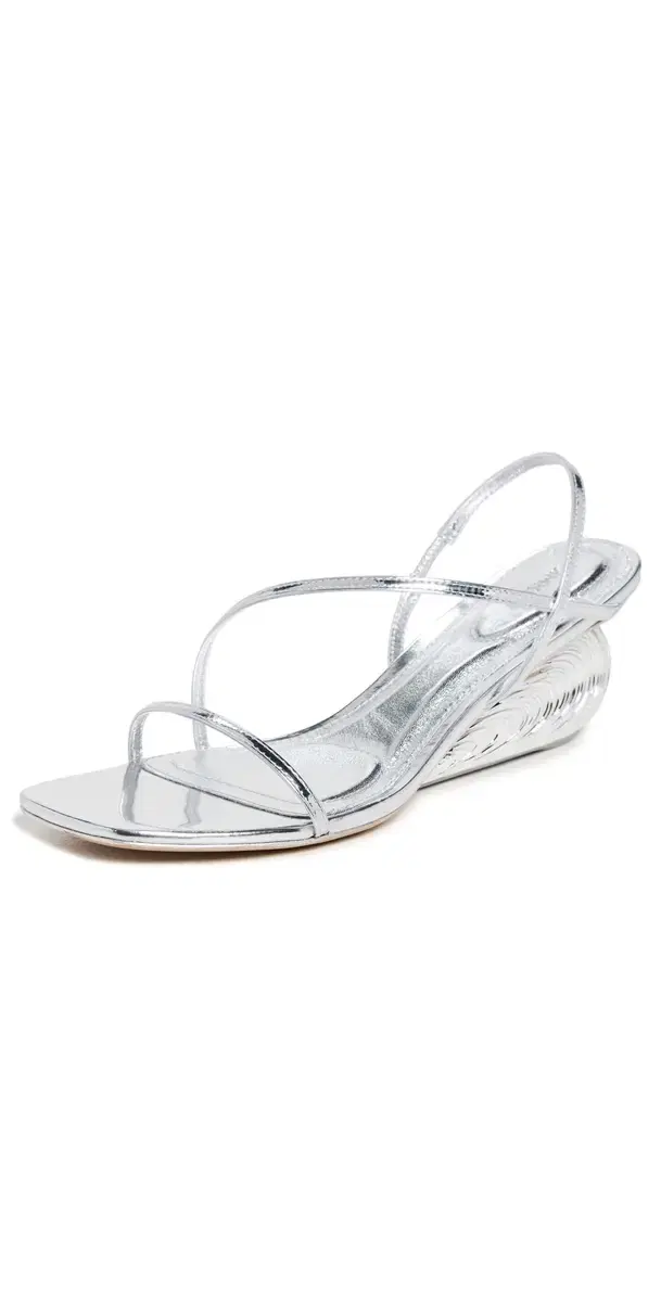 Bridget Oyster Shell Wedge Sandals Silver