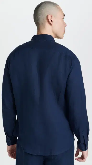 Onia Air Linen Long Sleeve Shirt Deep Navy | Thumbnail 3