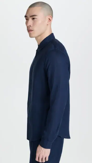 Onia Air Linen Long Sleeve Shirt Deep Navy | Thumbnail 4