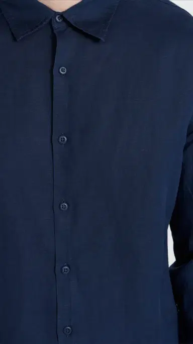 Onia Air Linen Long Sleeve Shirt Deep Navy | Thumbnail 6