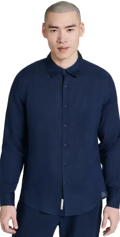 Onia Air Linen Long Sleeve Shirt Deep Navy | Thumbnail 1