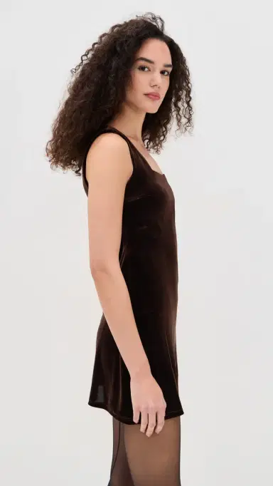 LE BOP Della Velvet Mini Dress Brown | Thumbnail 4