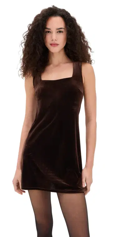 LE BOP Della Velvet Mini Dress Brown | Thumbnail 1