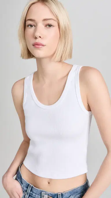 perfectwhitetee Blondie Structured Rib Bra Friendly Tank White | Thumbnail 2 perfectwhitetee Blondie Structured Rib Bra Friendly Tank White | Thumbnail 2