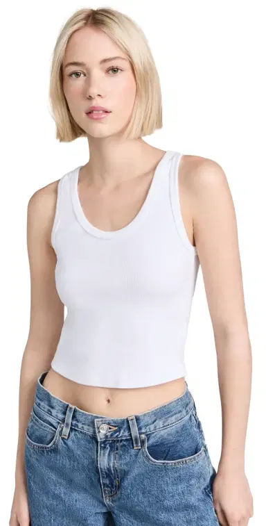 perfectwhitetee Blondie Structured Rib Bra Friendly Tank White | Thumbnail 1 perfectwhitetee Blondie Structured Rib Bra Friendly Tank White | Thumbnail 1