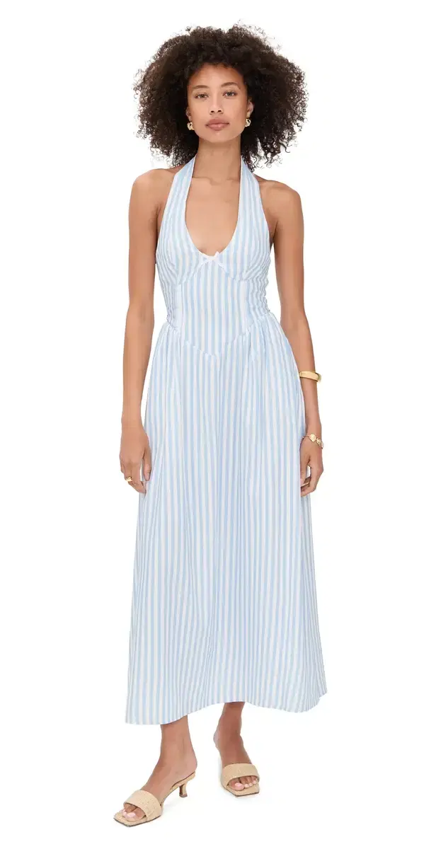 Calianna Midi Dress Sky Blue Stripe