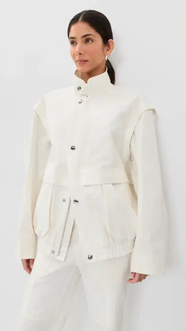 Tibi Patchwork Twill Slicker Jacket White | Thumbnail 2