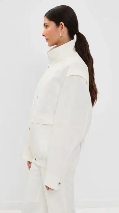 Tibi Patchwork Twill Slicker Jacket White | Thumbnail 4