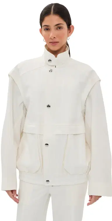 Tibi Patchwork Twill Slicker Jacket White | Thumbnail 1
