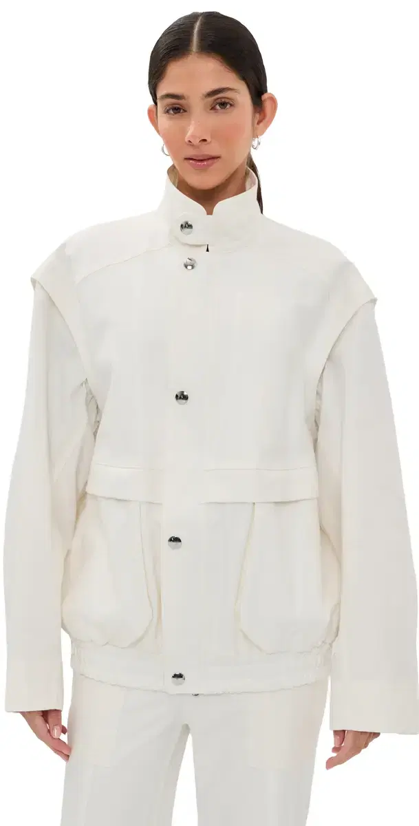 Tibi Patchwork Twill licker Jacket White