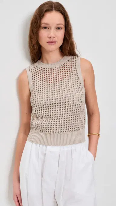 Splendid Camellia Sweater Tank Top Fawn M | Thumbnail 2