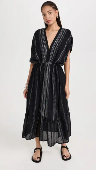 Lemlem Leliti Plunge Neck Dress Black S | Thumbnail 2
