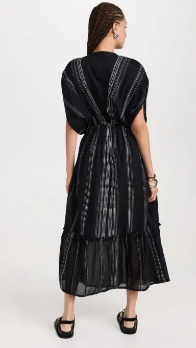 Lemlem Leliti Plunge Neck Dress Black S | Thumbnail 3