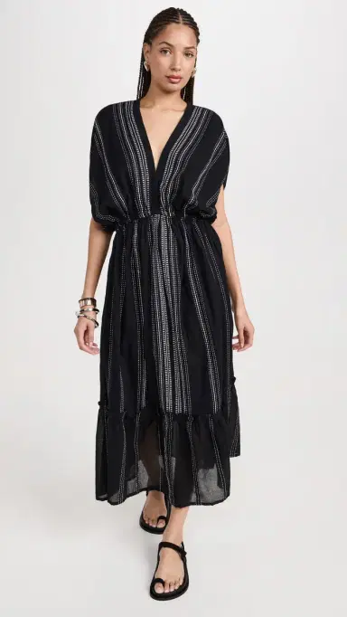 Lemlem Leliti Plunge Neck Dress Black S | Thumbnail 5