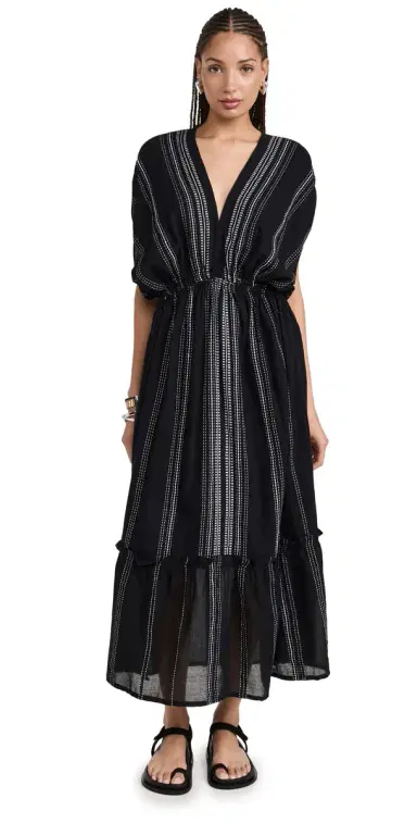 Lemlem Leliti Plunge Neck Dress Black S | Thumbnail 1