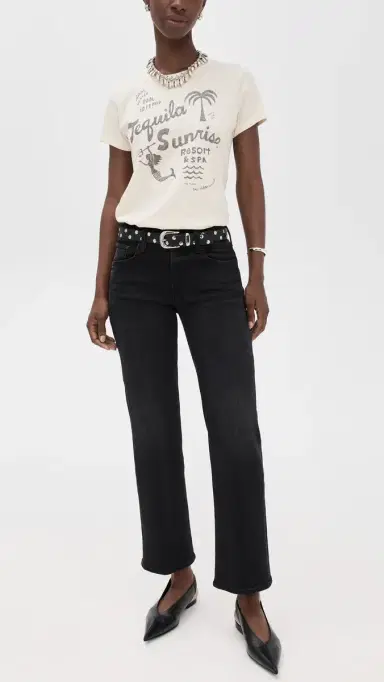 Mother The Mid Rise Rambler Zip Flood Jeans Spiked Hair Art Flair | Thumbnail 2