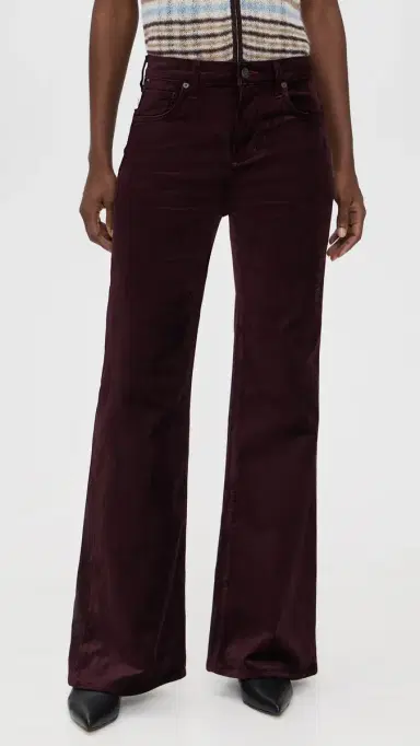 Citizens of Humanity Kimberly Velvet 70's Flare Pants Burgundy | Thumbnail 2