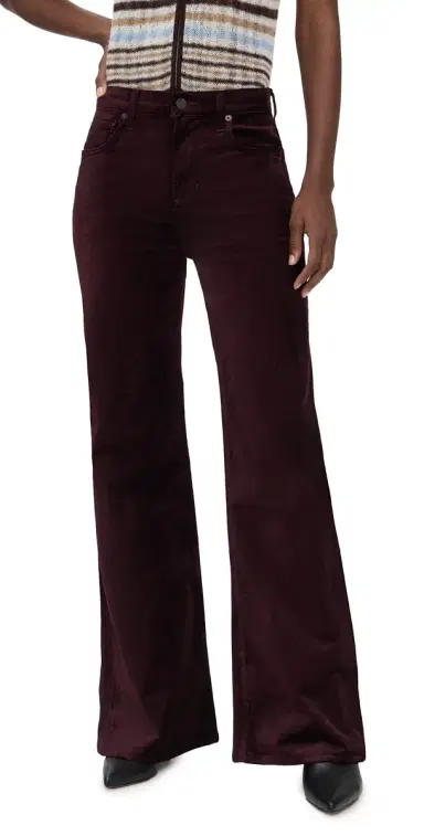 Citizens of Humanity Kimberly Velvet 70's Flare Pants Burgundy | Thumbnail 1