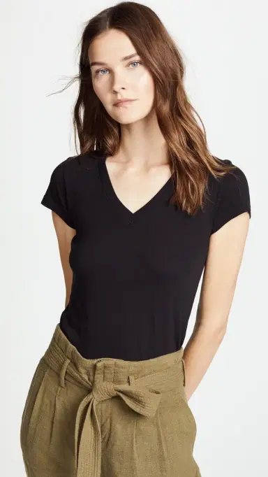 L'Agence Becca V Neck Tee Black XXS | Thumbnail 2