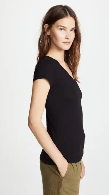 L'Agence Becca V Neck Tee Black XXS | Thumbnail 4