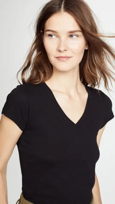 L'Agence Becca V Neck Tee Black XXS | Thumbnail 6