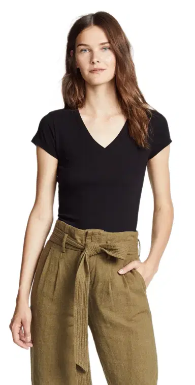 L'Agence Becca V Neck Tee Black XXS | Thumbnail 1