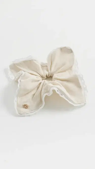 Lele Sadoughi Eyelet Trim Linen Square Scrunchie One Size | Thumbnail 2