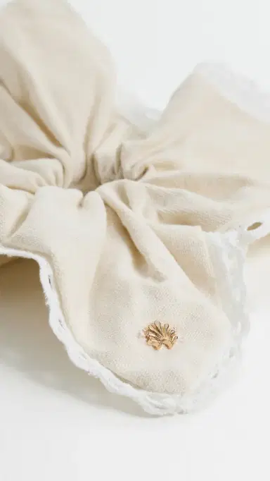 Lele Sadoughi Eyelet Trim Linen Square Scrunchie One Size | Thumbnail 4