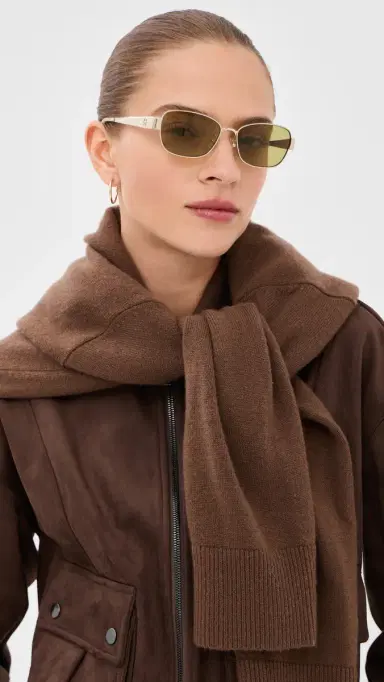 Tory Burch Miller Rectangle Sunglasses Shiny Light Gold One Size | Thumbnail 3 Tory Burch Miller Rectangle Sunglasses Shiny Light Gold One Size | Thumbnail 3