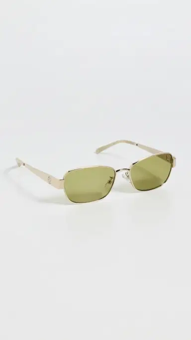 Tory Burch Miller Rectangle Sunglasses Shiny Light Gold One Size | Thumbnail 4 Tory Burch Miller Rectangle Sunglasses Shiny Light Gold One Size | Thumbnail 4