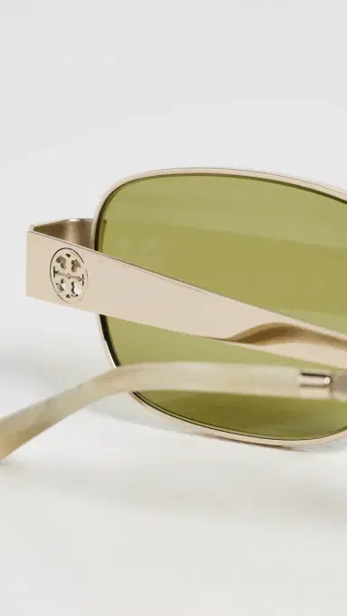 Tory Burch Miller Rectangle Sunglasses Shiny Light Gold One Size | Thumbnail 5 Tory Burch Miller Rectangle Sunglasses Shiny Light Gold One Size | Thumbnail 5