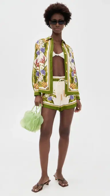 FARM Rio Tropical inen Shorts Tropical Scarf Sand | Thumbnail 5 FARM Rio Tropical inen Shorts Tropical Scarf Sand | Thumbnail 5