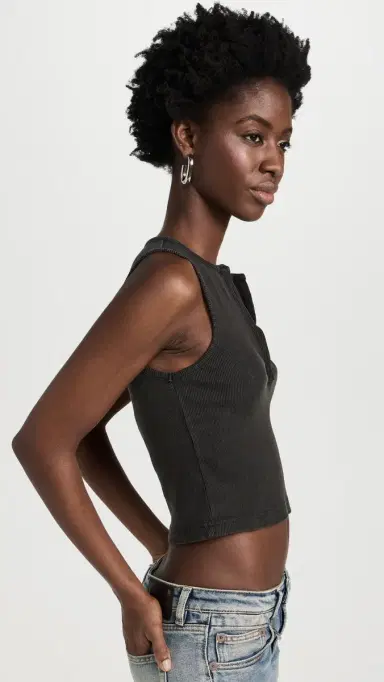 R13 Henley Tank Washed Black S | Thumbnail 4