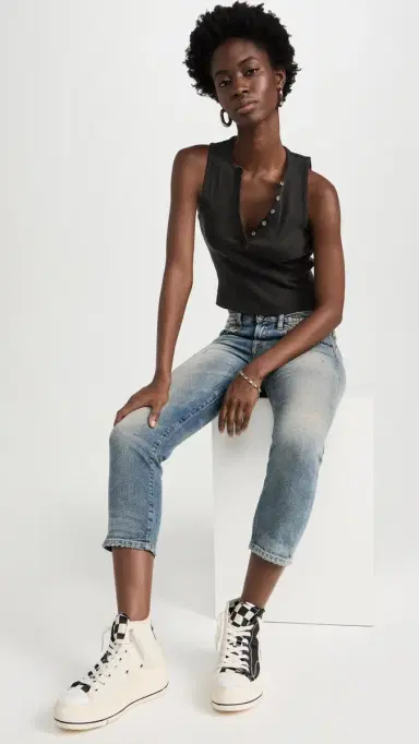 R13 Henley Tank Washed Black S | Thumbnail 5
