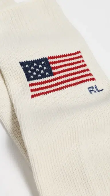 Polo Ralph Lauren Flag Crew Socks Cream 10-13 | Thumbnail 3