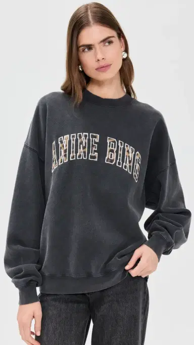 ANINE BING Miles Anine Bing eopard Sweatshirt Washed Black | Thumbnail 2